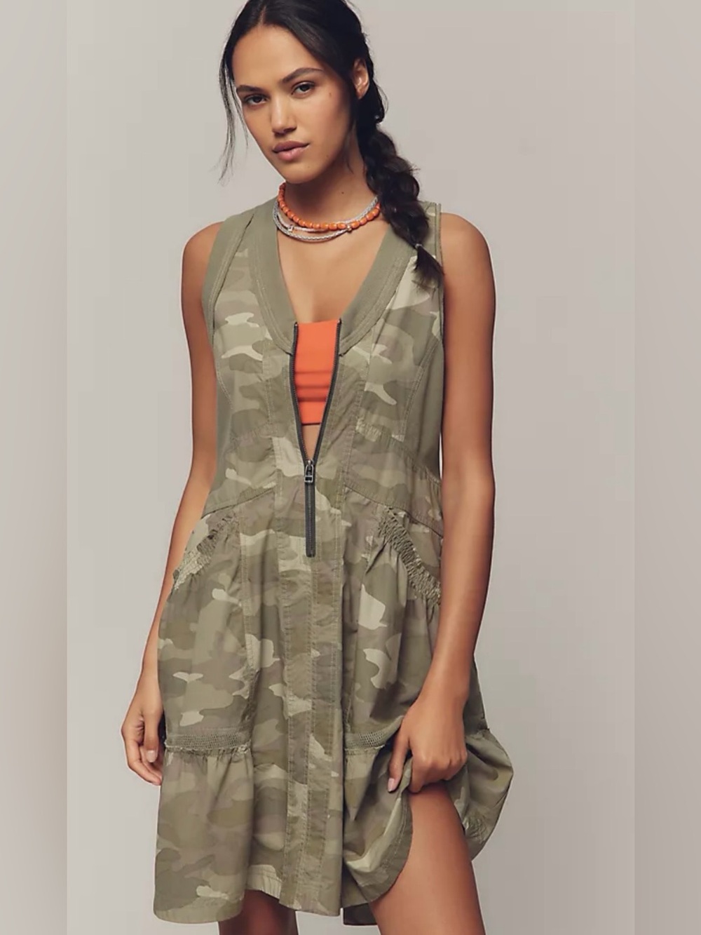 New Anthropologie Daily Practice Trek Camo Utility Dress Size XL